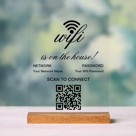 Personalisierter QR-Code Wifi-Internet-Scan zur Ve Acrylschild (Neutral)