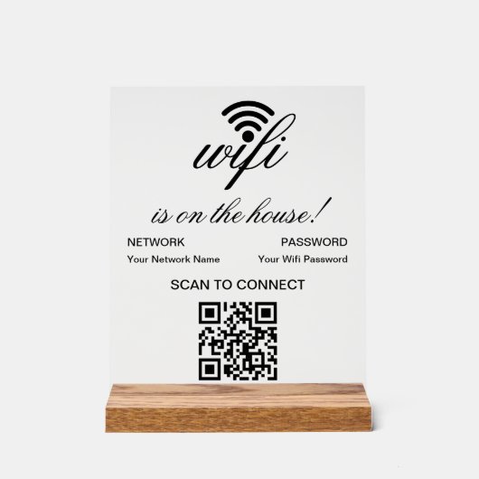 Personalisierter QR-Code Wifi-Internet-Scan zur Ve Acrylschild (Vorderseite)