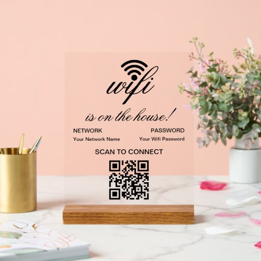 Personalisierter QR-Code Wifi-Internet-Scan zur Ve Acrylschild (Hochzeit)