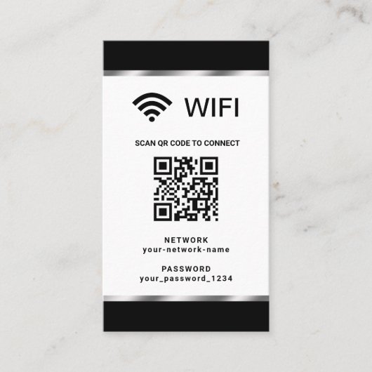 Personalisierter QR-Code, Wifi-Netzwerk und Kennwo Visitenkarte (Vorderseite)