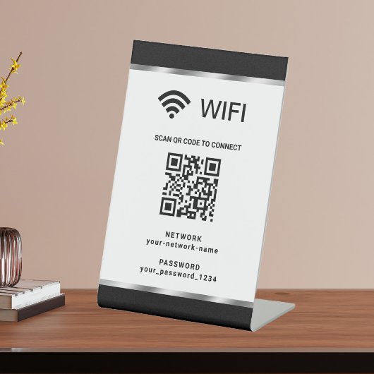 Personalisierter QR-Code Wifi-Netzwerk und Kennwor Sockelschild