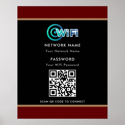 Personalisierter QR-Code Wifi-Netzwerkkennwort sch Poster (Vorne)