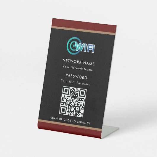 Personalisierter QR-Code Wifi-Netzwerkkennwort sch Sockelschild (Vorderseite)