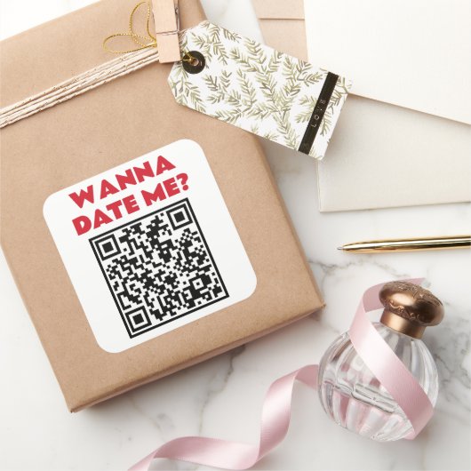 Personalisierter QR-Code – Willst du mich datieren Quadratischer Aufkleber (Schenken)
