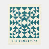 Personalisierter Quilblock Aquamarin Rustikales Ba Fleecedecke (Vorderseite)