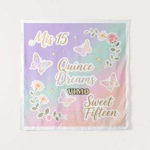 Personalisierter Quinceañera-Fotohintergrund Wandteppich
