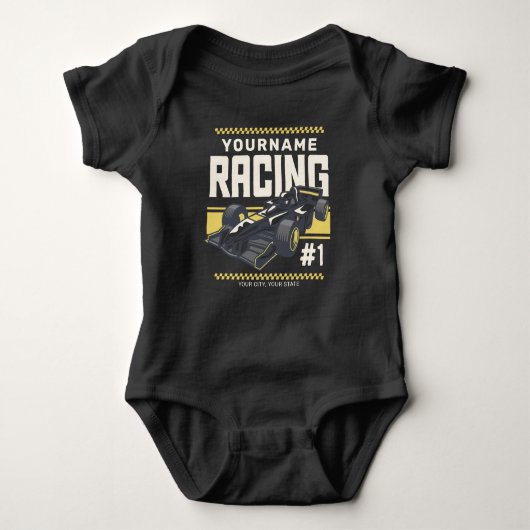 Personalisierter Racing Team Fast Race Car Treiber Baby Strampler (Vorderseite)