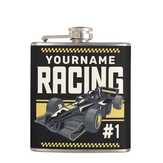 Personalisierter Racing Team Fast Race Car Treiber Flachmann (Vorderseite)