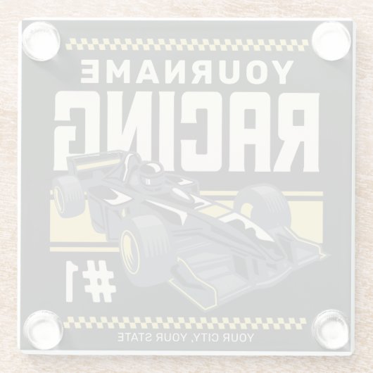 Personalisierter Racing Team Fast Race Car Treiber Glasuntersetzer (Rückseite)