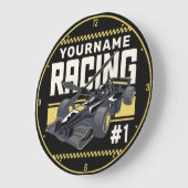 Personalisierter Racing Team Fast Race Car Treiber Große Wanduhr (Winkel)