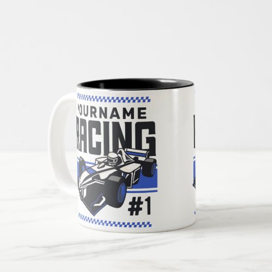 Personalisierter Racing Team Fast Race Car Treiber Zweifarbige Tasse (Vorderseite Links)