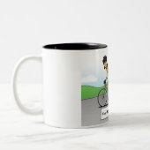 Personalisierter Radfahrer - Cartoon von Frauen Zweifarbige Tasse (Links)