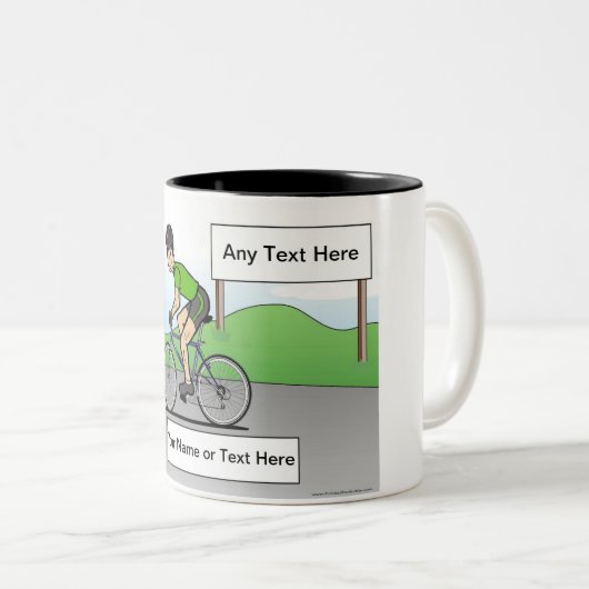 Personalisierter Radfahrer - Männlicher Cartoon Zweifarbige Tasse (VorderseiteRechts)