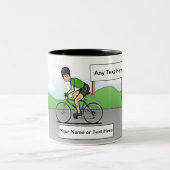 Personalisierter Radfahrer - Männlicher Cartoon Zweifarbige Tasse (Mittel)