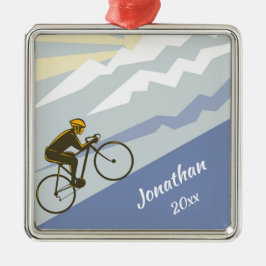 Personalisierter Radfahrer Rad fahren auf dem Moun Ornament Aus Metall