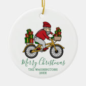 Personalisierter Radfahrer Weihnachten Keramik Ornament (Vorne)