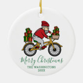 Personalisierter Radfahrer Weihnachten Keramik Ornament (Hinten)