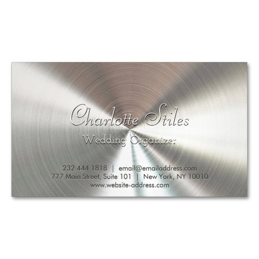 Personalisierter radialer Metallic-Look - Chrome Magnetische Visitenkarte (Vorderseite)