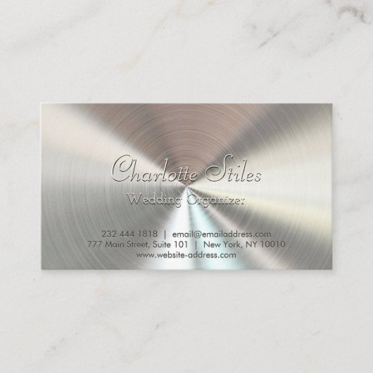 Personalisierter radialer Metallic-Look - Chrome Visitenkarte (Vorderseite)