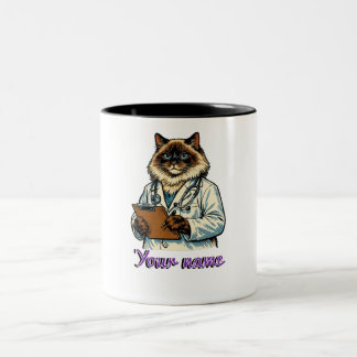 Personalisierter Ragdoll-Katzen-Tierarzt-Becher Ti Zweifarbige Tasse