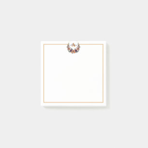 Personalisierter Rahmen aus Burgund und Goldflora Post-it Klebezettel