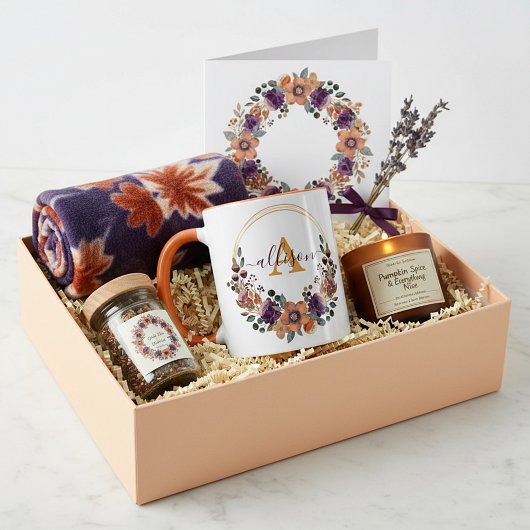 Personalisierter Rahmen aus Burgund und Goldflora Tasse