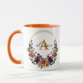 Personalisierter Rahmen aus Burgund und Goldflora Tasse (Links)