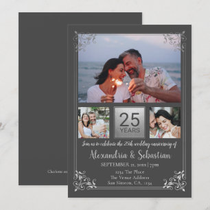 Personalisierter Rahmen zum 25. Hochzeitstag Einladung