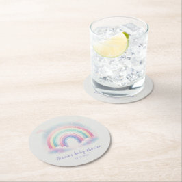 Personalisierter Rainbow Baby Duschpapier Unterset Runder Pappuntersetzer