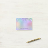 Personalisierter Rainbow-Drilling-Glitzer Post-it Klebezettel (Auf Schreibtisch)