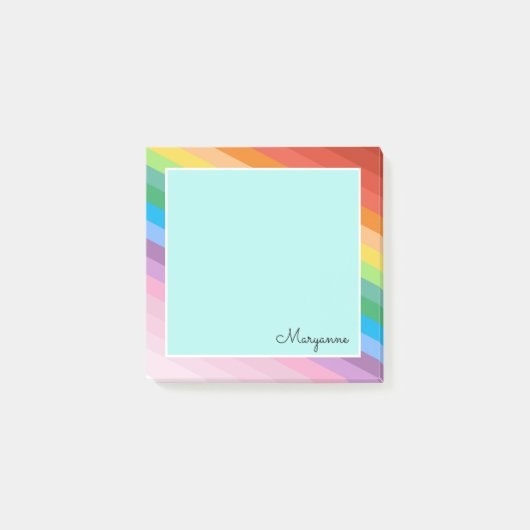 Personalisierter Rainbow-Farbstreifen Post-it Klebezettel (Vorderseite)