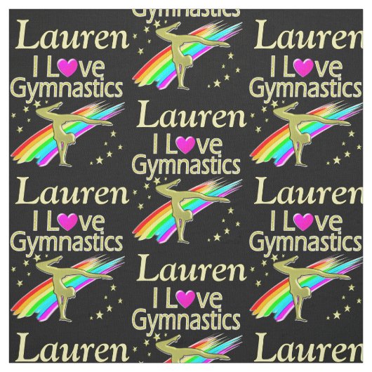 PERSONALISIERTER RAINBOW I LIEBE GYMNASTICS FABRIC STOFF (Muster)