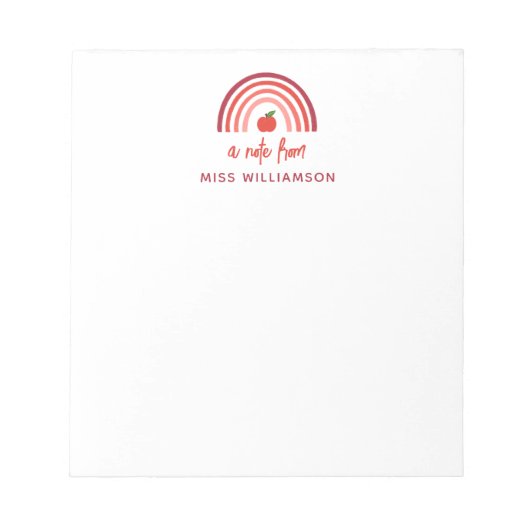 Personalisierter Rainbow-Lehrer Notizblock (Vorderseite)