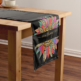 Personalisierter Rainbow- und Leopardruck, kurz Kurzer Tischläufer