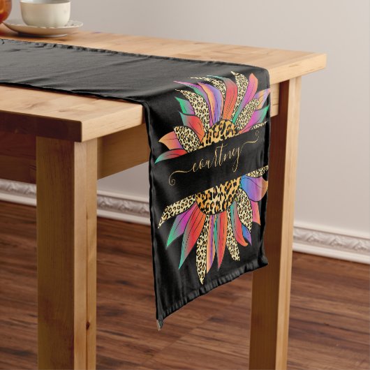 Personalisierter Rainbow- und Leopardruck, kurz Kurzer Tischläufer (Beispiel)