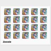 Personalisierter Rainbow-Unicorn-Name Quadratischer Aufkleber (Blatt)