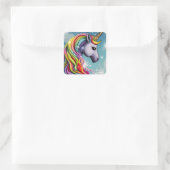 Personalisierter Rainbow-Unicorn-Name Quadratischer Aufkleber (Tasche)