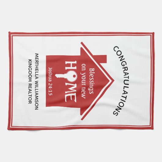 Personalisierter Realtor zu Client New Zuhause Geschirrtuch (Horizontal)