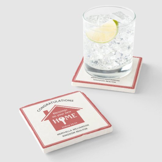 Personalisierter Realtor zu Client New Zuhause Steinuntersetzer (Seitenansicht)