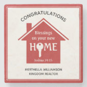 Personalisierter Realtor zu Client New Zuhause Steinuntersetzer (Vorderseite)