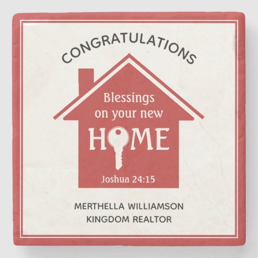 Personalisierter Realtor zu Client New Zuhause Steinuntersetzer (Vorderseite)