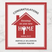 Personalisierter Realtor zu Client New Zuhause Weinetikett (Einzelnes Label)