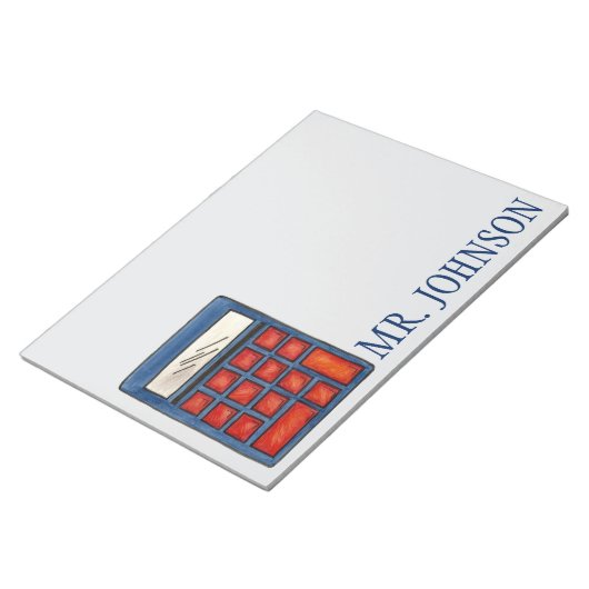 Personalisierter Rechner Match Teacher Editor Notizblock (angewinkelt)