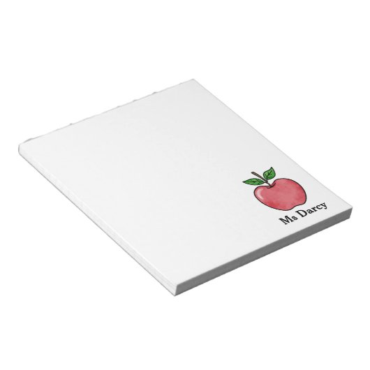 Personalisierter Red Apple Lehrer - Notepad Notizblock (angewinkelt)