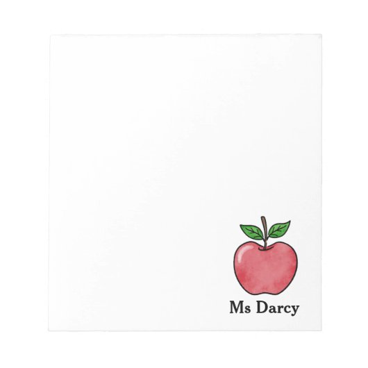 Personalisierter Red Apple Lehrer - Notepad Notizblock (Vorderseite)