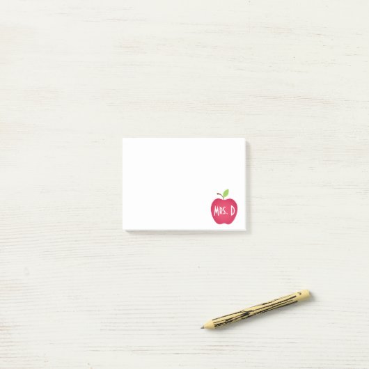 Personalisierter Red Apple Teacher Post-it Klebezettel (Auf Schreibtisch)