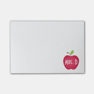 Personalisierter Red Apple Teacher Post-it Klebezettel
