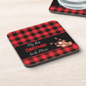 personalisierter Red Black Buffalo Karo mit Niedli Getränkeuntersetzer (Linke Seite)