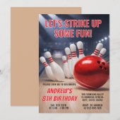 Personalisierter RED Bowling Geburtstag Einladung (Vorne/Hinten)