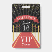 Personalisierter Red Carpet VIP Pass 16 . Geburtst Ausweis (Vorderseite)